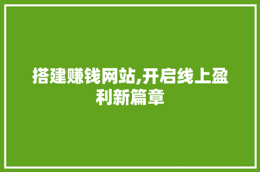 搭建赚钱网站,开启线上盈利新篇章 搭建赚钱网站,开启线上盈利新篇章 搜狗SEO