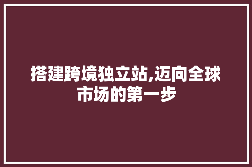 搭建跨境独立站,迈向全球市场的第一步 搭建跨境独立站,迈向全球市场的第一步 SEO关键词