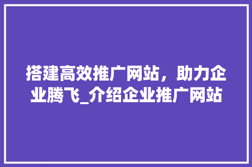 搭建高效推广网站，助力企业腾飞_介绍企业推广网站的构建之路