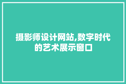 摄影师设计网站,数字时代的艺术展示窗口