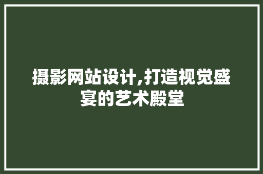 摄影网站设计,打造视觉盛宴的艺术殿堂 摄影网站设计,打造视觉盛宴的艺术殿堂 SEO关键词