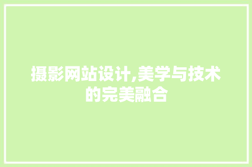 摄影网站设计,美学与技术的完美融合 摄影网站设计,美学与技术的完美融合 百度SEO