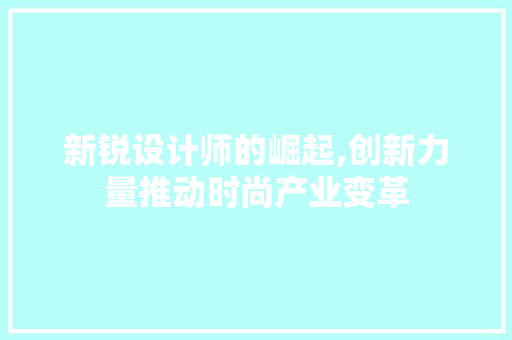 新锐设计师的崛起,创新力量推动时尚产业变革 新锐设计师的崛起,创新力量推动时尚产业变革 网站建设公司