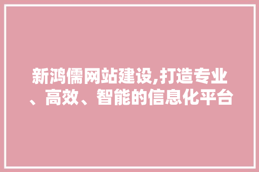 新鸿儒网站建设,打造专业、高效、智能的信息化平台 新鸿儒网站建设,打造专业、高效、智能的信息化平台 搜狗SEO