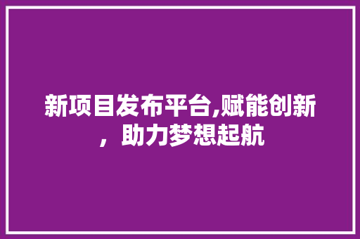 新项目发布平台,赋能创新，助力梦想起航 新项目发布平台,赋能创新，助力梦想起航 百度SEO