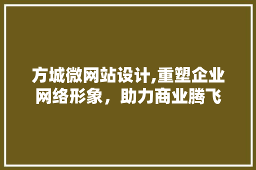 方城微网站设计,重塑企业网络形象，助力商业腾飞 方城微网站设计,重塑企业网络形象，助力商业腾飞 神马SEO