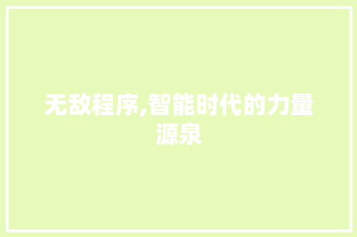 无敌程序,智能时代的力量源泉 无敌程序,智能时代的力量源泉 SEO关键词