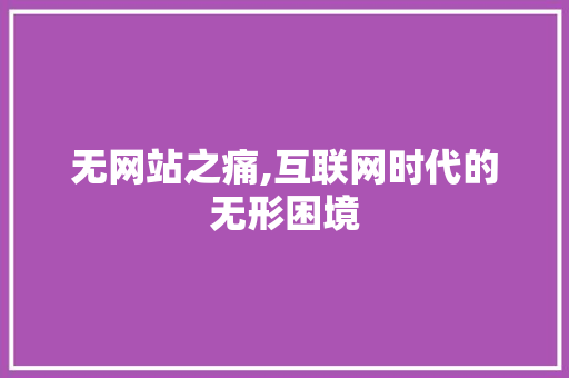 无网站之痛,互联网时代的无形困境 无网站之痛,互联网时代的无形困境 搜狗SEO