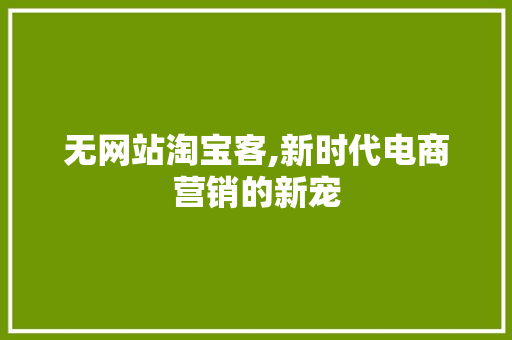 无网站淘宝客,新时代电商营销的新宠 无网站淘宝客,新时代电商营销的新宠 网站建设公司