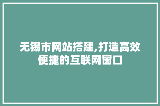 无锡市网站搭建,打造高效便捷的互联网窗口 无锡市网站搭建,打造高效便捷的互联网窗口 网站建设公司