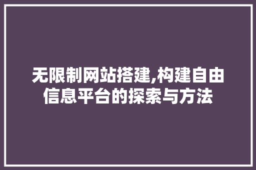 无限制网站搭建,构建自由信息平台的探索与方法 无限制网站搭建,构建自由信息平台的探索与方法 搜狗SEO