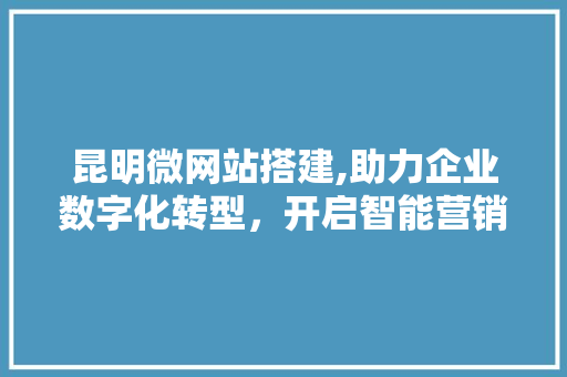 昆明微网站搭建,助力企业数字化转型，开启智能营销新篇章 昆明微网站搭建,助力企业数字化转型，开启智能营销新篇章 神马SEO