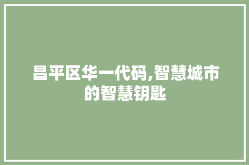 昌平区华一代码,智慧城市的智慧钥匙 昌平区华一代码,智慧城市的智慧钥匙 百度SEO