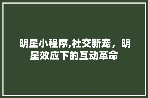 明星小程序,社交新宠,明星效应下的互动革命 搜狗SEO 明星小程序,社交新宠,明星效应下的互动革命 明星小程序,社交新宠,明星效应下的互动革命 搜狗SEO
