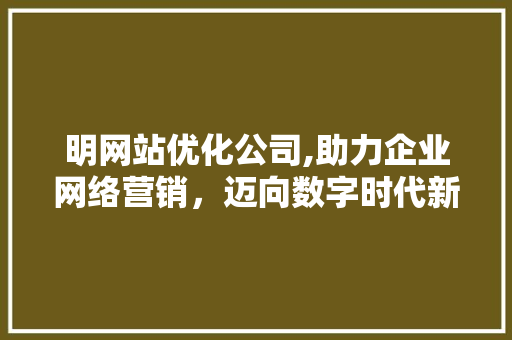 明网站优化公司,助力企业网络营销，迈向数字时代新高峰 明网站优化公司,助力企业网络营销，迈向数字时代新高峰 搜狗SEO
