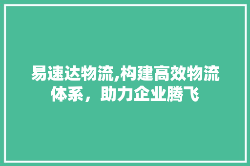 易速达物流,构建高效物流体系，助力企业腾飞 易速达物流,构建高效物流体系，助力企业腾飞 SEO关键词