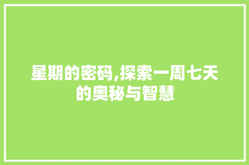 星期的密码,探索一周七天的奥秘与智慧 百度SEO 星期的密码,探索一周七天的奥秘与智慧 星期的密码,探索一周七天的奥秘与智慧 百度SEO