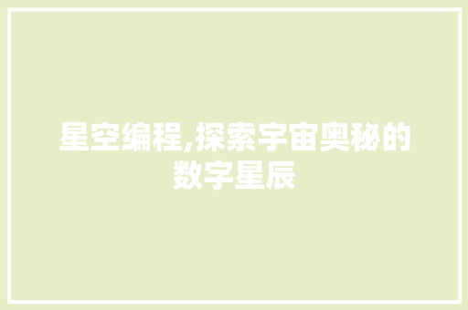 星空编程,探索宇宙奥秘的数字星辰 星空编程,探索宇宙奥秘的数字星辰 神马SEO