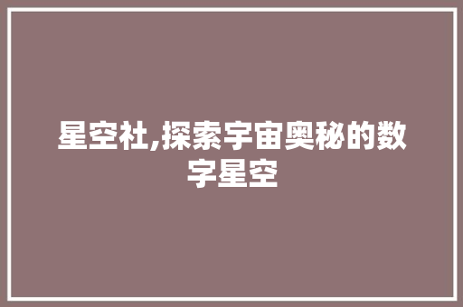 星空社,探索宇宙奥秘的数字星空 星空社,探索宇宙奥秘的数字星空 必应SEO