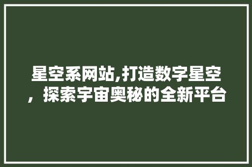 星空系网站,打造数字星空，探索宇宙奥秘的全新平台 星空系网站,打造数字星空，探索宇宙奥秘的全新平台 必应SEO