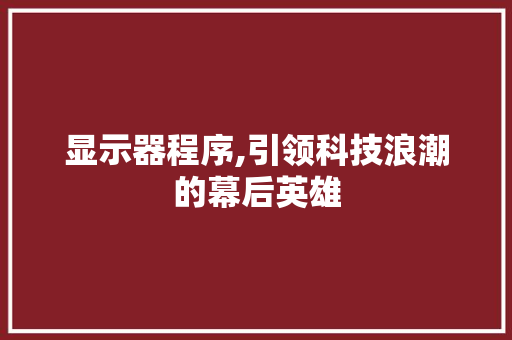 显示器程序,引领科技浪潮的幕后英雄 显示器程序,引领科技浪潮的幕后英雄 网站建设公司