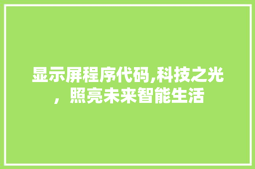 显示屏程序代码,科技之光，照亮未来智能生活 显示屏程序代码,科技之光，照亮未来智能生活 网站建设公司