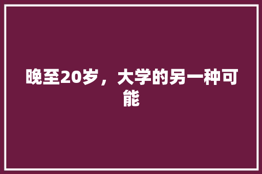 晚至20岁，大学的另一种可能 晚至20岁，大学的另一种可能 搜狗SEO