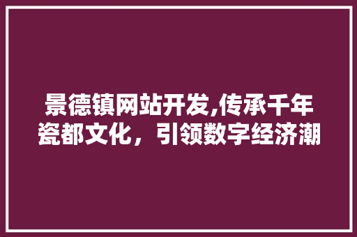 景德镇网站开发,传承千年瓷都文化，引领数字经济潮流 景德镇网站开发,传承千年瓷都文化，引领数字经济潮流 SEO关键词
