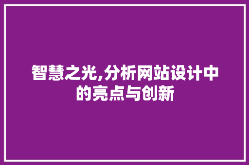 智慧之光,分析网站设计中的亮点与创新 智慧之光,分析网站设计中的亮点与创新 神马SEO