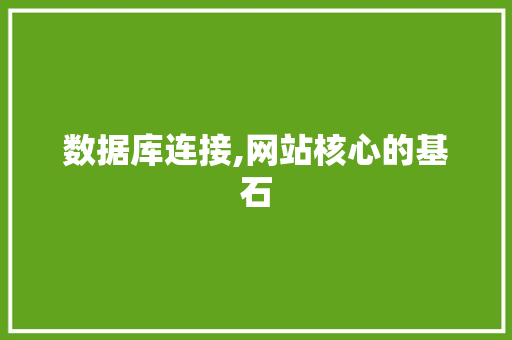 数据库连接,网站核心的基石 数据库连接,网站核心的基石 SEO关键词
