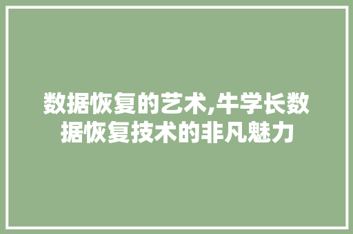 数据恢复的艺术,牛学长数据恢复技术的非凡魅力 数据恢复的艺术,牛学长数据恢复技术的非凡魅力 必应SEO