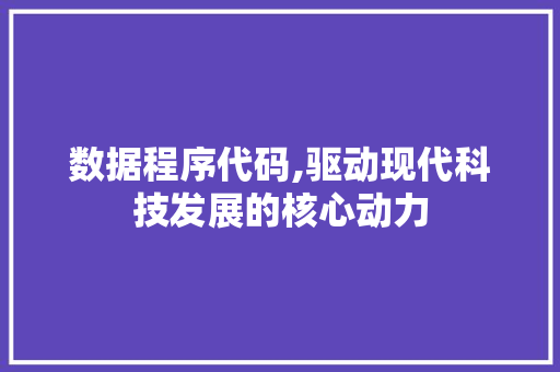 数据程序代码,驱动现代科技发展的核心动力 数据程序代码,驱动现代科技发展的核心动力 网站建设公司