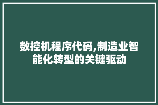 数控机程序代码,制造业智能化转型的关键驱动 数控机程序代码,制造业智能化转型的关键驱动 必应SEO