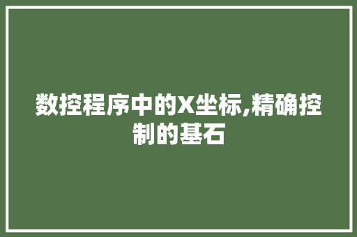 数控程序中的X坐标,精确控制的基石 数控程序中的X坐标,精确控制的基石 必应SEO