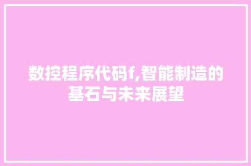 数控程序代码f,智能制造的基石与未来展望 数控程序代码f,智能制造的基石与未来展望 百度SEO