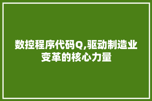 数控程序代码Q,驱动制造业变革的核心力量 数控程序代码Q,驱动制造业变革的核心力量 神马SEO