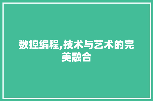 数控编程,技术与艺术的完美融合 数控编程,技术与艺术的完美融合 神马SEO
