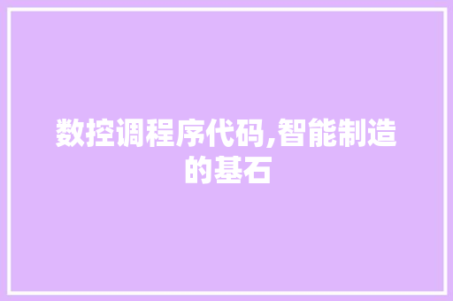 数控调程序代码,智能制造的基石 数控调程序代码,智能制造的基石 神马SEO