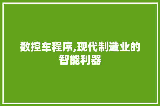 数控车程序,现代制造业的智能利器 数控车程序,现代制造业的智能利器 神马SEO