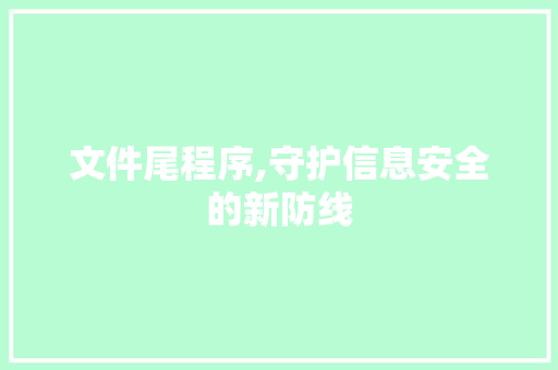 文件尾程序,守护信息安全的新防线 文件尾程序,守护信息安全的新防线 百度SEO