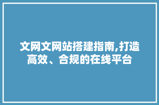 文网文网站搭建指南,打造高效、合规的在线平台 文网文网站搭建指南,打造高效、合规的在线平台 必应SEO