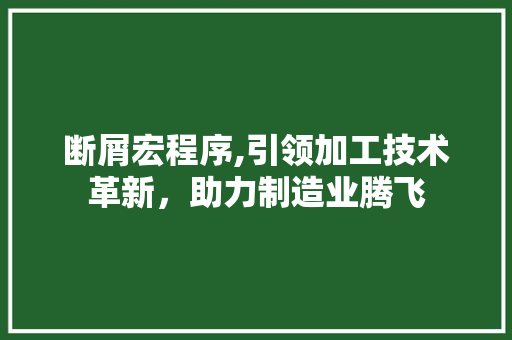 断屑宏程序,引领加工技术革新，助力制造业腾飞 断屑宏程序,引领加工技术革新，助力制造业腾飞 神马SEO