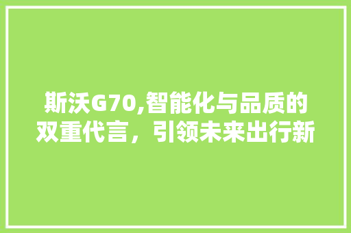 斯沃G70,智能化与品质的双重代言，引领未来出行新潮流