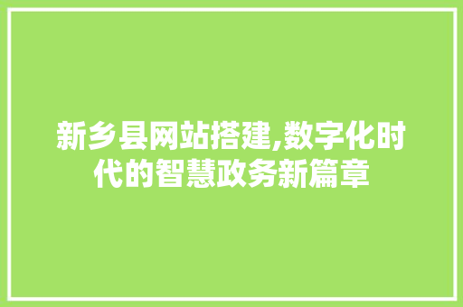 新乡县网站搭建,数字化时代的智慧政务新篇章 新乡县网站搭建,数字化时代的智慧政务新篇章 必应SEO