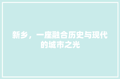 新乡，一座融合历史与现代的城市之光 新乡，一座融合历史与现代的城市之光 SEO关键词