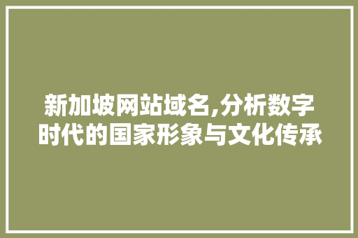 新加坡网站域名,分析数字时代的国家形象与文化传承 新加坡网站域名,分析数字时代的国家形象与文化传承 SEO关键词