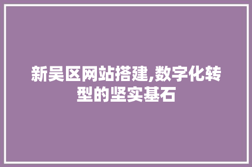 新吴区网站搭建,数字化转型的坚实基石 新吴区网站搭建,数字化转型的坚实基石 百度SEO
