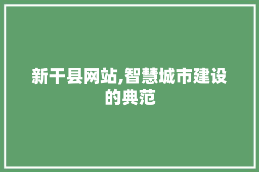 新干县网站,智慧城市建设的典范 新干县网站,智慧城市建设的典范 神马SEO