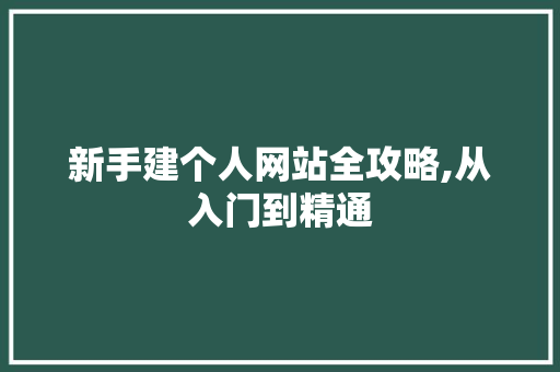 新手建个人网站全攻略,从入门到精通 新手建个人网站全攻略,从入门到精通 SEO关键词