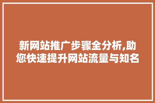 新网站推广步骤全分析,助您快速提升网站流量与知名度 新网站推广步骤全分析,助您快速提升网站流量与知名度 神马SEO